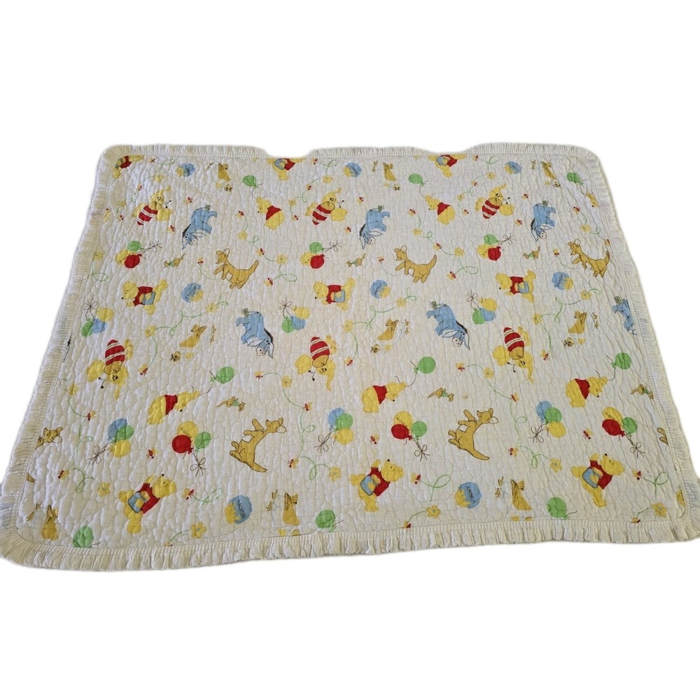 Vintage 1964 Sears Pooh Collection Quilted Baby Blanket Disney 42x33"